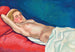 Donna Nuda Sdraiata su un Divano Rosso - Félix Vallotton — vista dell’opera