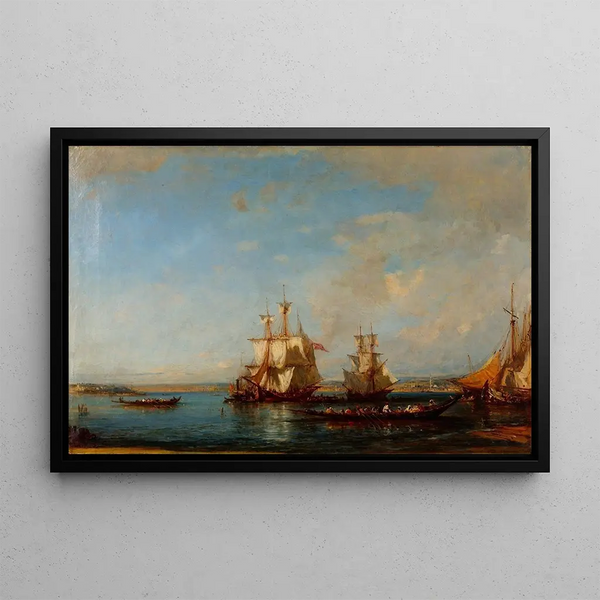 Caïques e velieri sul Bosforo - Félix Ziem — quadro incorniciato alla parete