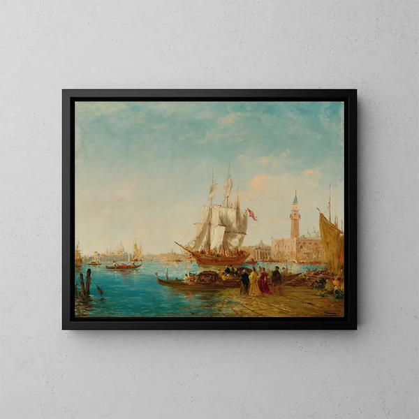 Imbarco sul molo degli schiavi - Félix Ziem — quadro incorniciato alla parete