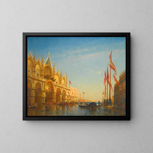 Inondazioni su Piazza San Marco, Venezia - Félix Ziem — quadro incorniciato alla parete
