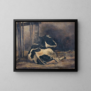 Floris Verster - Cow lying down in a cowshed.webp