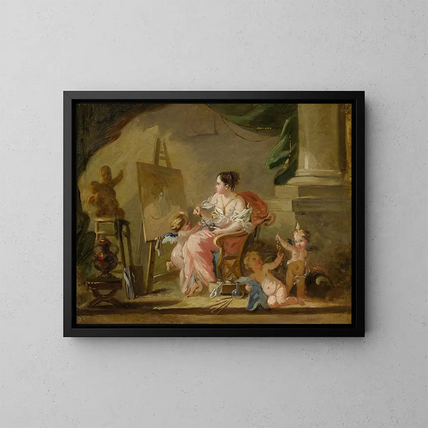 Un'allegoria della pittura - Scuola di François Boucher — quadro incorniciato alla parete