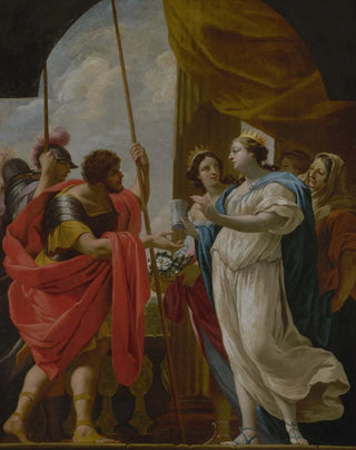 Follower Of Simon Vouet - Hlne offrant Mnlas la potion de la reine Polydamne.webp