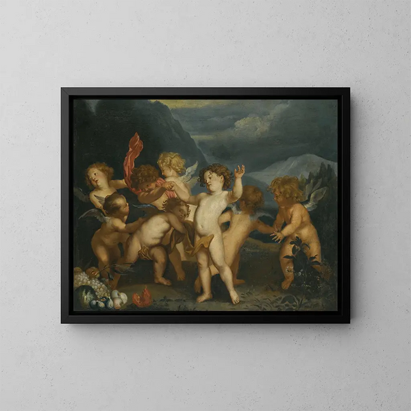 Putti dans un paysage - Scuola di Antoine van Dyck — quadro incorniciato alla parete