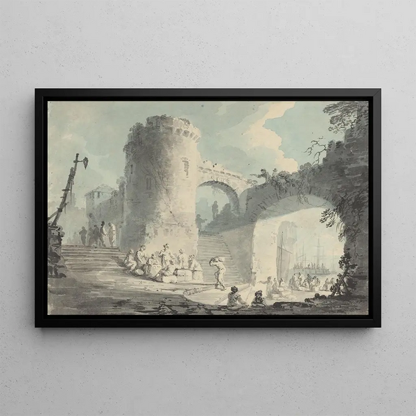 Scène portuaire - Ecole di Claude Joseph Vernet — quadro incorniciato alla parete