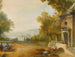 Figures sur une terrasse surplombant un grand lac - Ecole de Hubert Robert — vista dell’opera
