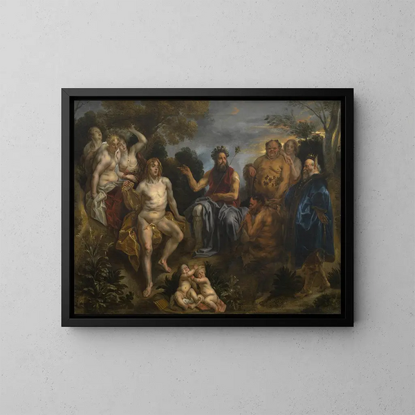 Il Giudizio di Mida - Scuola di Jacob Jordaens — quadro incorniciato alla parete