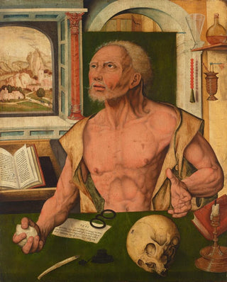 Follower of Joos van Cleve - The Penitent Saint Jerome in his study.webp