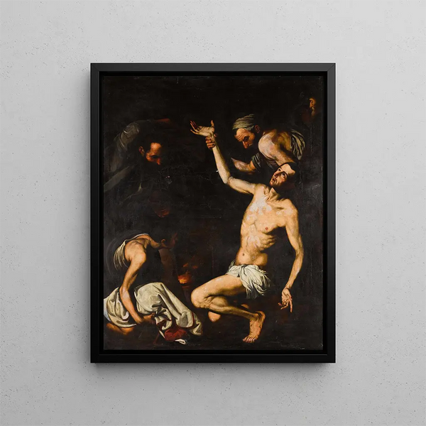 Il martirio di san Lorenzo - Scuola di Jusepe de Ribera — quadro incorniciato alla parete