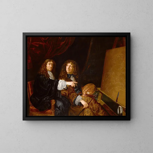 Ritratto doppio di Henri e Charles Beaubrun - Scuola di Martin Lambert — quadro incorniciato alla parete
