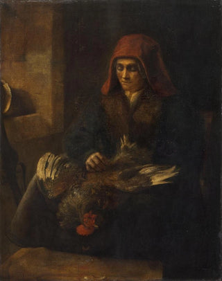 Follower of Rembrandt van Rijn - Old Woman Plucking a Fowl.webp