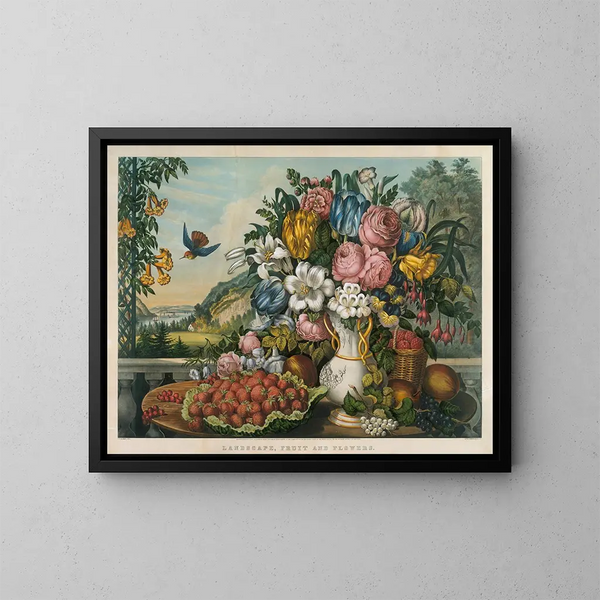 Paesaggio di frutta e fiori - Frances Flora Bond Palmer — quadro incorniciato alla parete