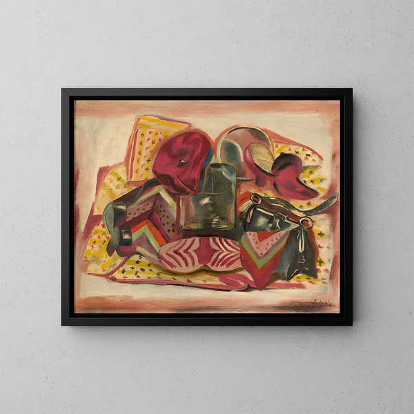 Natura morta con autoritratto - Frances Hodgkins — quadro incorniciato alla parete