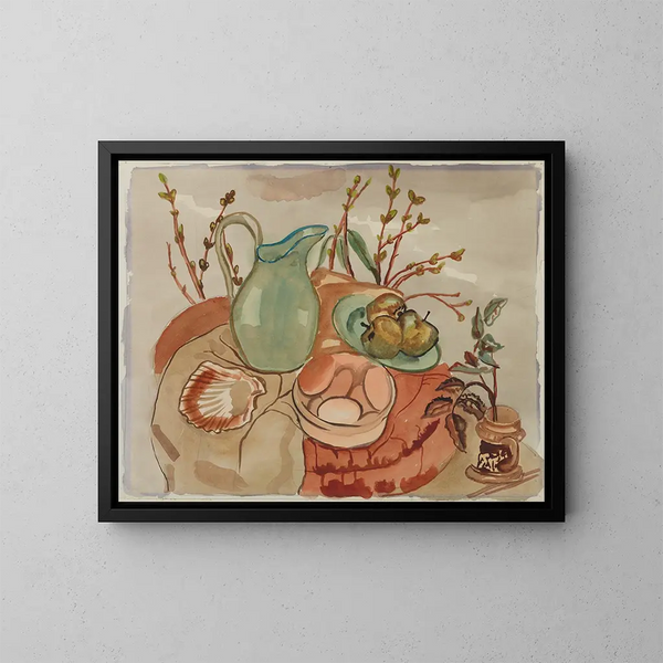 Nature morte con uova e salice - Frances Hodgkins — quadro incorniciato alla parete