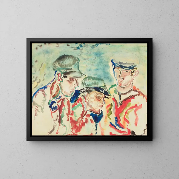 Tre ragazzi pescatori - Frances Hodgkins — quadro incorniciato alla parete