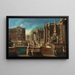 Vista di una villa con una fontana, giardini e figure eleganti - Francesco Battaglioli — quadro incorniciato alla parete