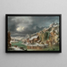 Paesaggio invernale con viaggiatori vicino a un fiume - Francesco Foschi — quadro incorniciato alla parete