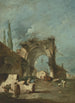 Caprice architettonico con figure vicino a un arco in rovina - Francesco Guardi | Reproduction — vista dell’opera