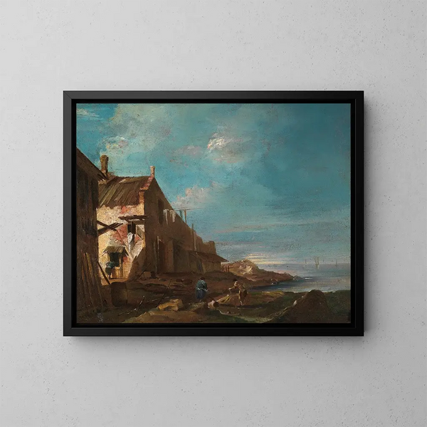 Un caprice architettonico costiero - Francesco Guardi — quadro incorniciato alla parete