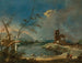 Un capriccio di una torre rustica al bordo di un lago - Francesco Guardi — vista dell’opera