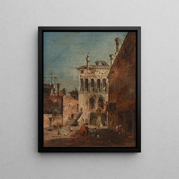 Un caprice architettonico con un campiello - Francesco Guardi — quadro incorniciato alla parete