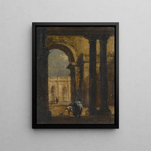 Cour du palais Capriccio - Francesco Guardi — quadro incorniciato alla parete