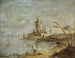 Caprice rustico con torre sul bordo dell'acqua - Francesco Guardi — vista dell’opera