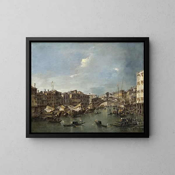 Grande Canale con il ponte di Rialto, Venezia - Francesco Guardi — quadro incorniciato alla parete