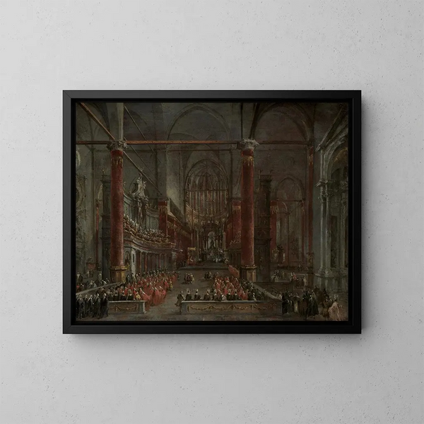 Cerimonia pontificia a SS Giovanni e Paolo, Venezia, 1782 - Francesco Guardi — quadro incorniciato alla parete