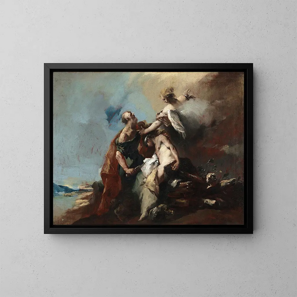 Il Sacrificio di Isacco - Francesco Guardi — quadro incorniciato alla parete