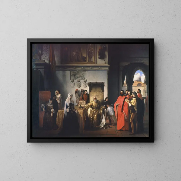 Il ritiro dei due Foscari - Francesco Hayez — quadro incorniciato alla parete