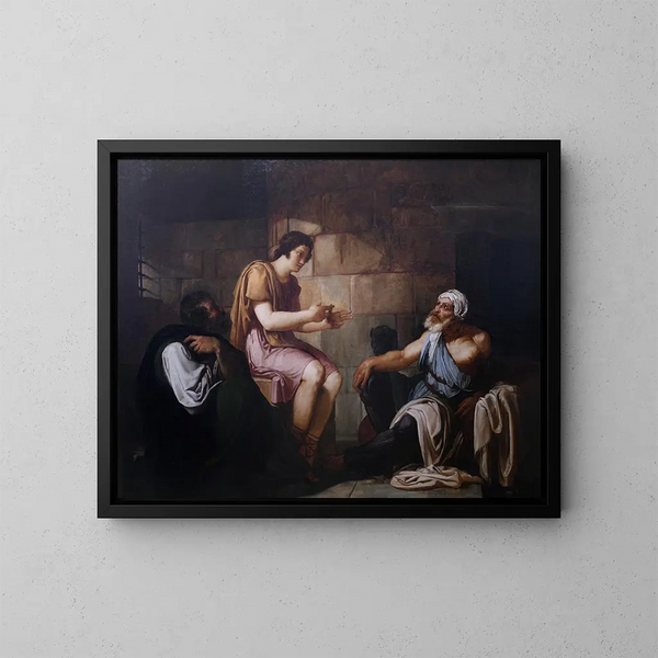 Joseph interpreta i sogni dei prigionieri - Francesco Hayez — quadro incorniciato alla parete