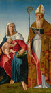 Vierge à l'Enfant avec un évêque saint - Francesco Marmitta — vista dell’opera
