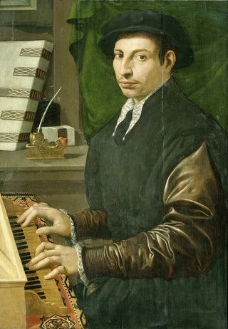 Francesco Traballesi - Portrait of a man playing a virginal.webp