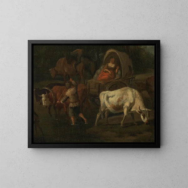 La carrozza con buoi - Francesco Zuccarelli — quadro incorniciato alla parete