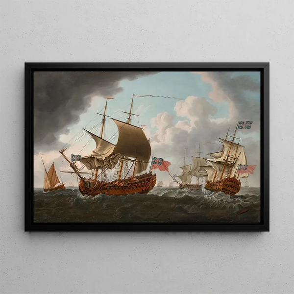 Francis Swaine - A British warship in three positions in the Channel.webp