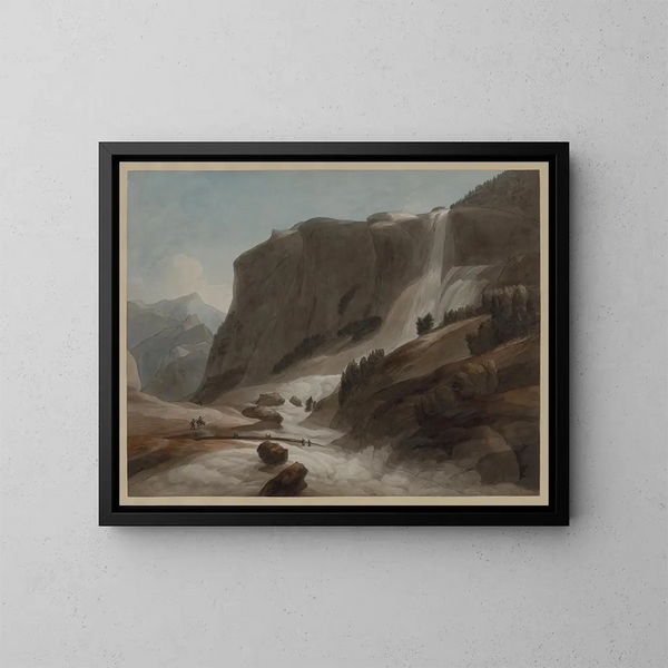 Cascata tra Chiavenna e il monte Splügen - Francis Towne — quadro incorniciato alla parete
