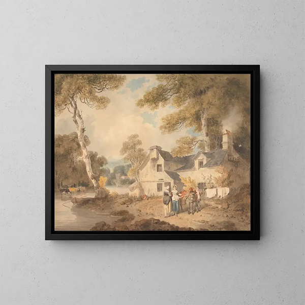 Potier in viaggio davanti a un cottage - Francis Wheatley — quadro incorniciato alla parete