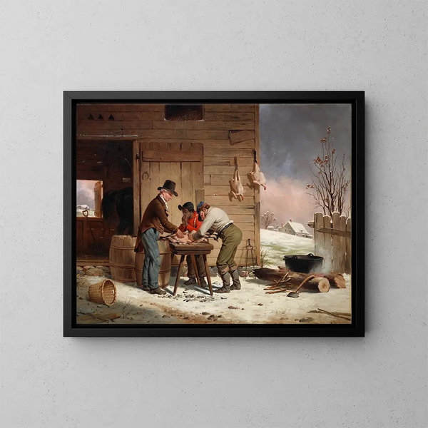 Preparazione di Natale: piumaggio dei tacchini - Francis William Edmonds — quadro incorniciato alla parete