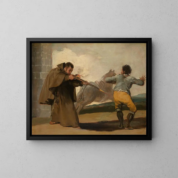 Il fratello Pedro spara a El Maragato mentre il suo cavallo scappa - Francisco de Goya — quadro incorniciato alla parete