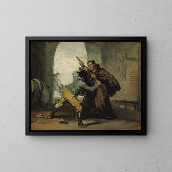 Il fratello Pedro strappa la pistola a El Maragato - Francisco de Goya — quadro incorniciato alla parete