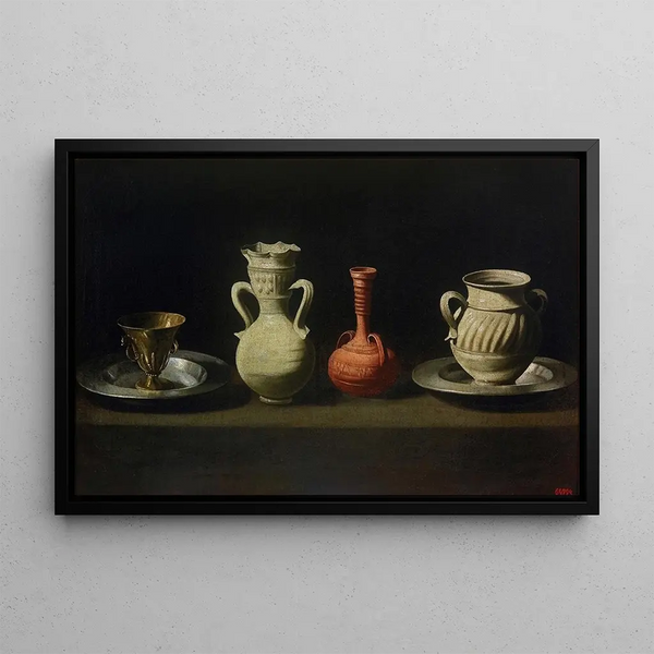 Natura morta con quattro recipienti - Francisco de Zurbarán — quadro incorniciato alla parete