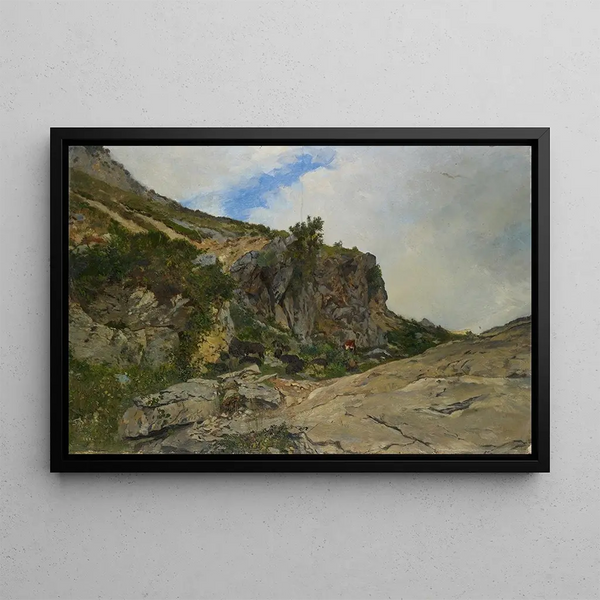 gregge nelle Alpi - Frank Buchser — quadro incorniciato alla parete
