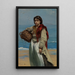 Giovane ragazza con cesta sulla spiaggia Il Lutto dell'Irlanda - Frank Buchser — quadro incorniciato alla parete