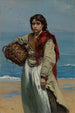 Giovane ragazza con cesta sulla spiaggia Il Lutto dell'Irlanda - Frank Buchser — vista dell’opera