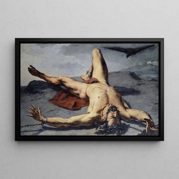 Prométhée forgiato su una roccia - Frank Buchser — quadro incorniciato alla parete