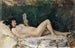Giovane donna sdraiata su un letto e che legge - Frank Buchser — vista dell’opera