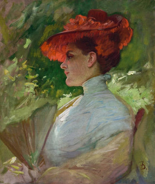 Frank Duveneck - Lady with a Red Hat Portrait of Maggie Wilson.webp