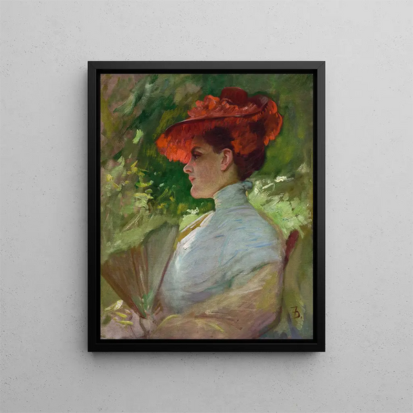Ritratto della Signora con il cappello rosso di Maggie Wilson - Frank Duveneck — quadro incorniciato alla parete
