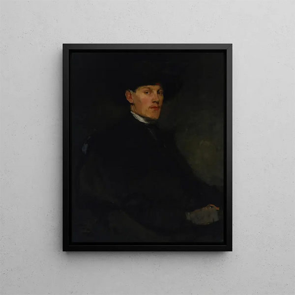Ritratto di un giovane uomo - Frank Duveneck — quadro incorniciato alla parete